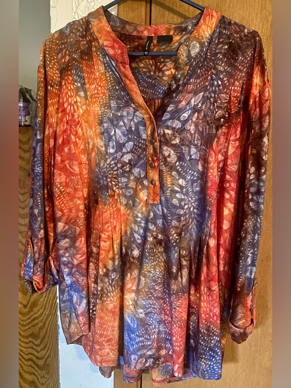 New Directions Sz: XL Pintuck Henley Tunic Blouse